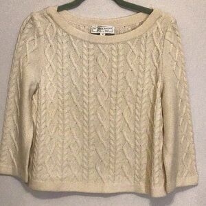 St John Sport Marie Gray Cable Knit Wool Sweater